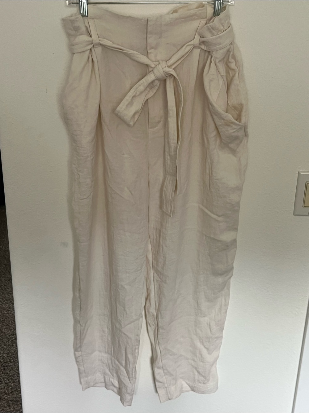 a new day Cream High-Rise Wide Leg Tie-Waist Pants